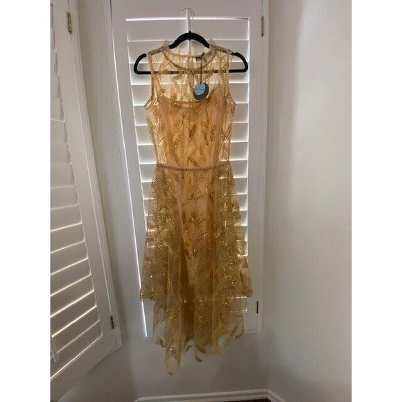 Eva Franco Dresses & Skirts - NWT Eva Franco Wheat Sequin Dress BEIGE - SIZE 0 -